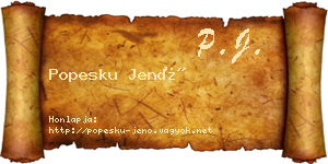 Popesku Jenő névjegykártya